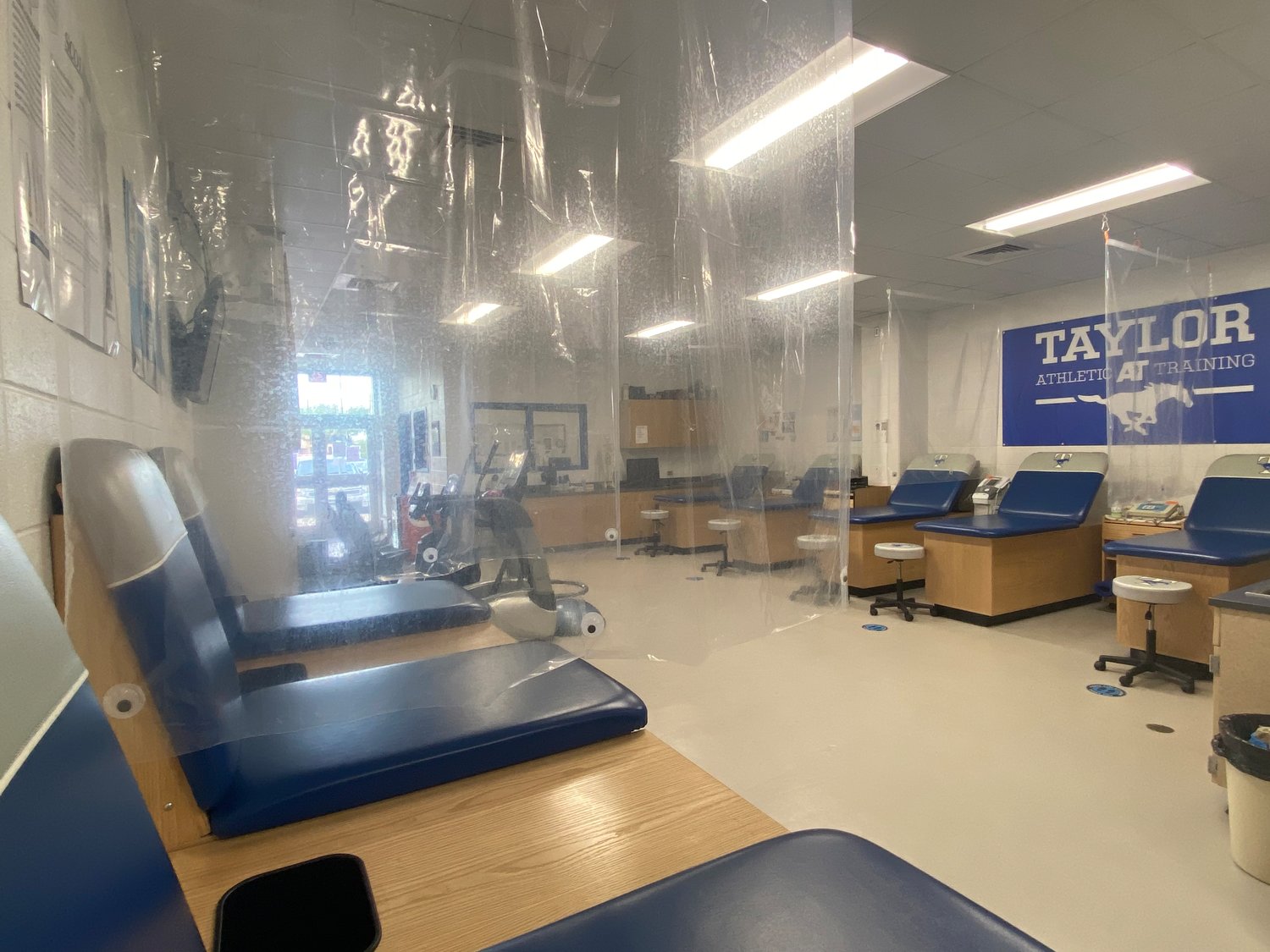 Pictured is the Taylor athletic training room.